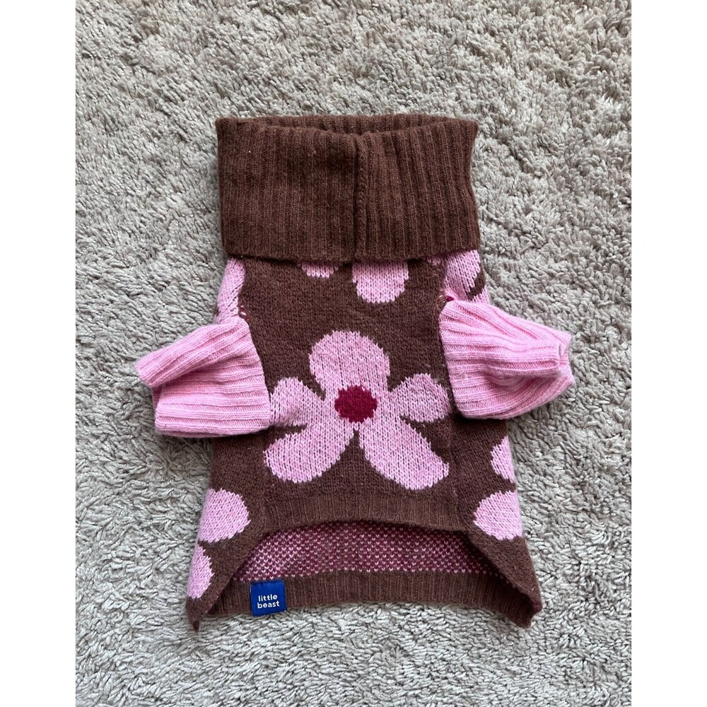 Little Beast Always Be Kind Dog Sweater in Brown/Pink Size SMALL